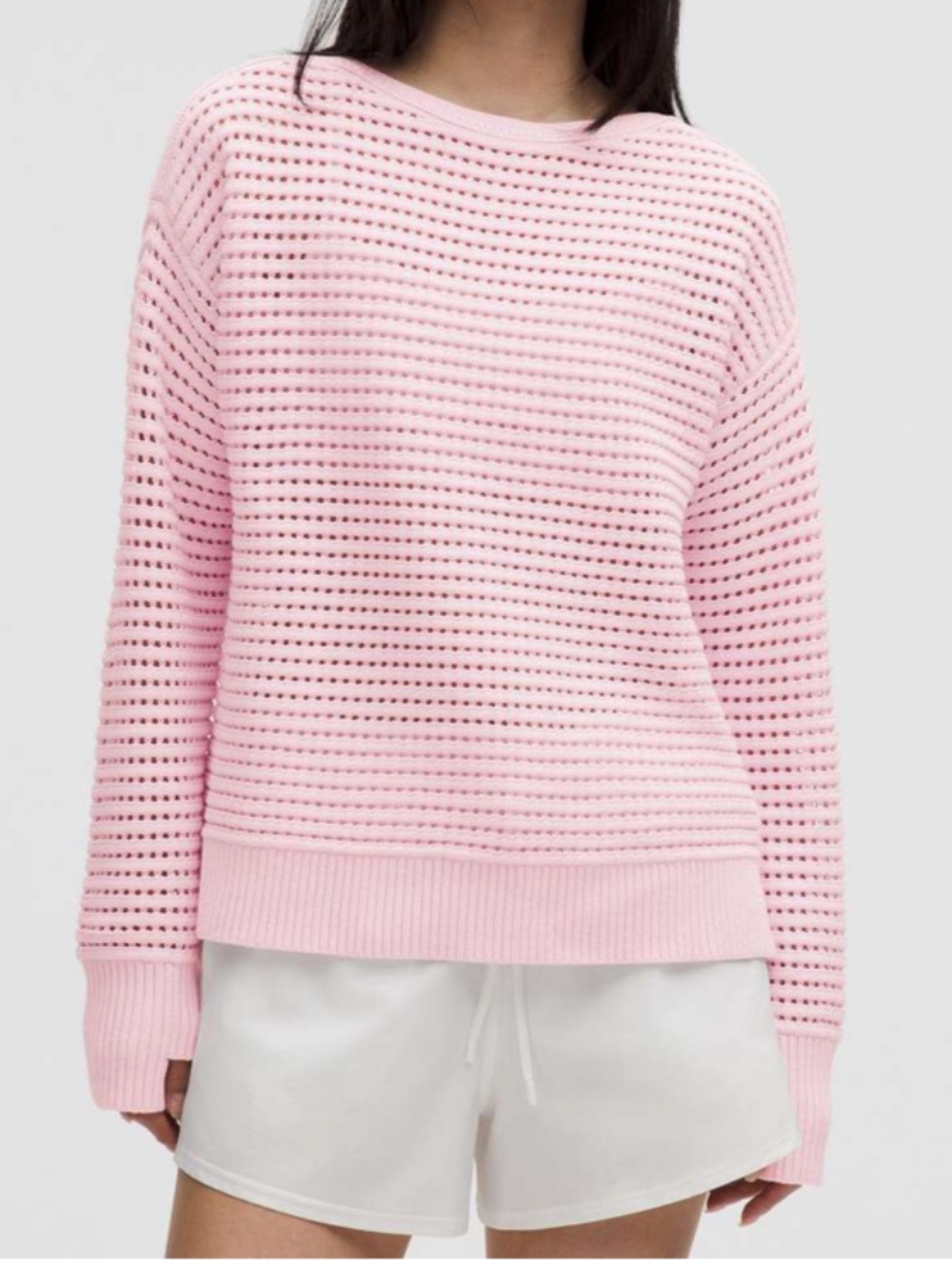NWT Lululemon Cotton Crochet Pullover Pink Organza Size Small